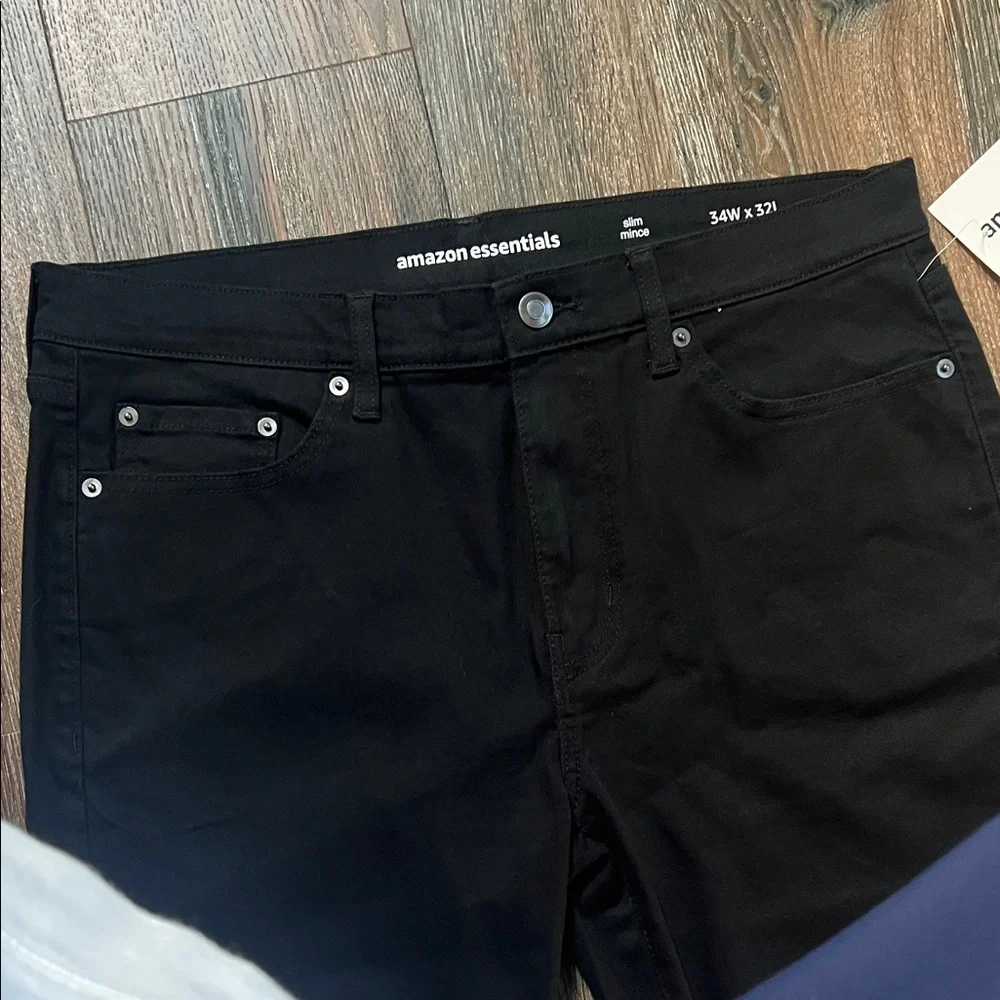 Amazon Essentials Men's Black Slim Jeans NWT 34x32